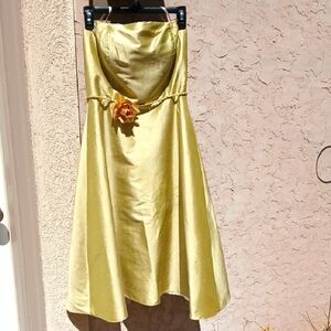 Hand Made Elegant Gold/lime Strapless Dress Sz Small